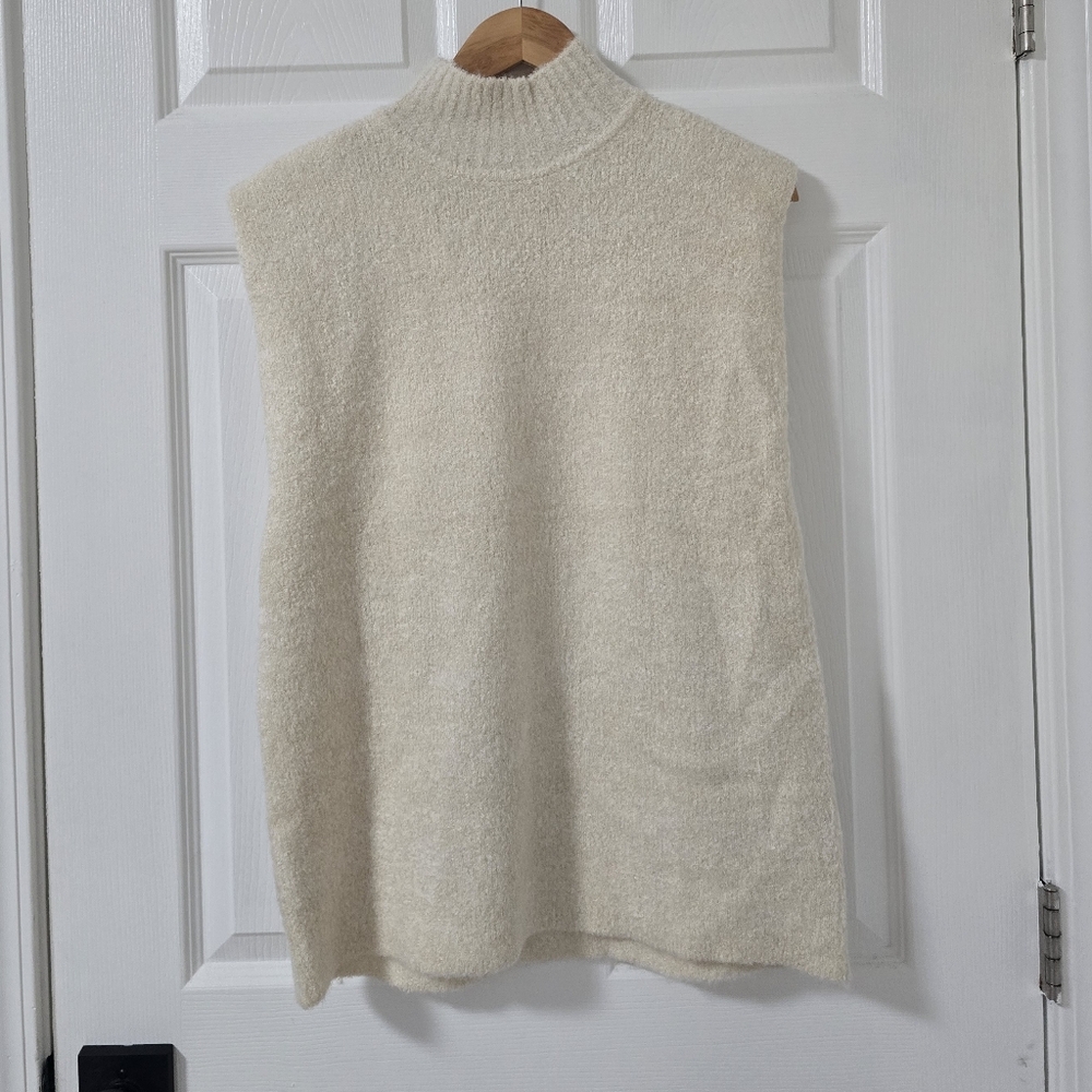 Zara Ivory Metallic Threads Mock Neck Sleeveless Sweater New Size S - Picture 7 of 12